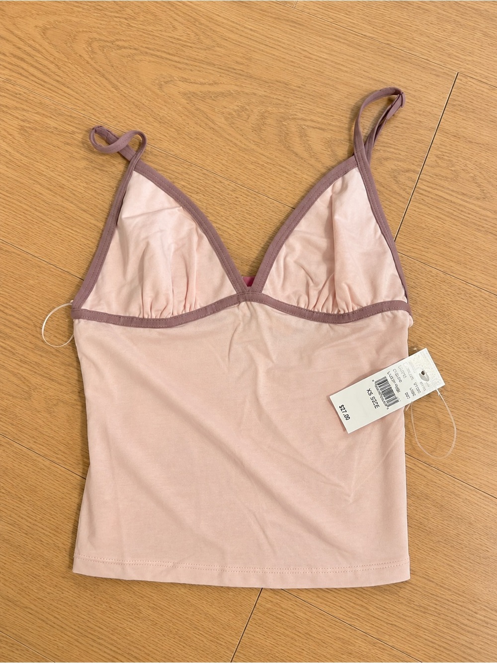 Edikted Blush Pink Bralette Cami with Mauve Trim